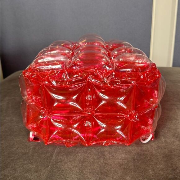 Red Inflatable Bubble Backpack Zipper Closure One Size NEW - Picture 13 of 14